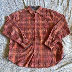 TOMMY BAHAMA Coastline Cord Men's Plaid Corduroy Shirt Coral Salmon